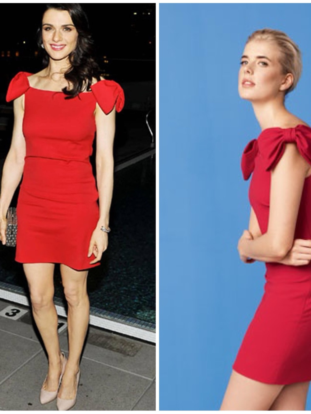 VALENTINO Red Viscose Blend Bow-Sleeve Dress Size XS